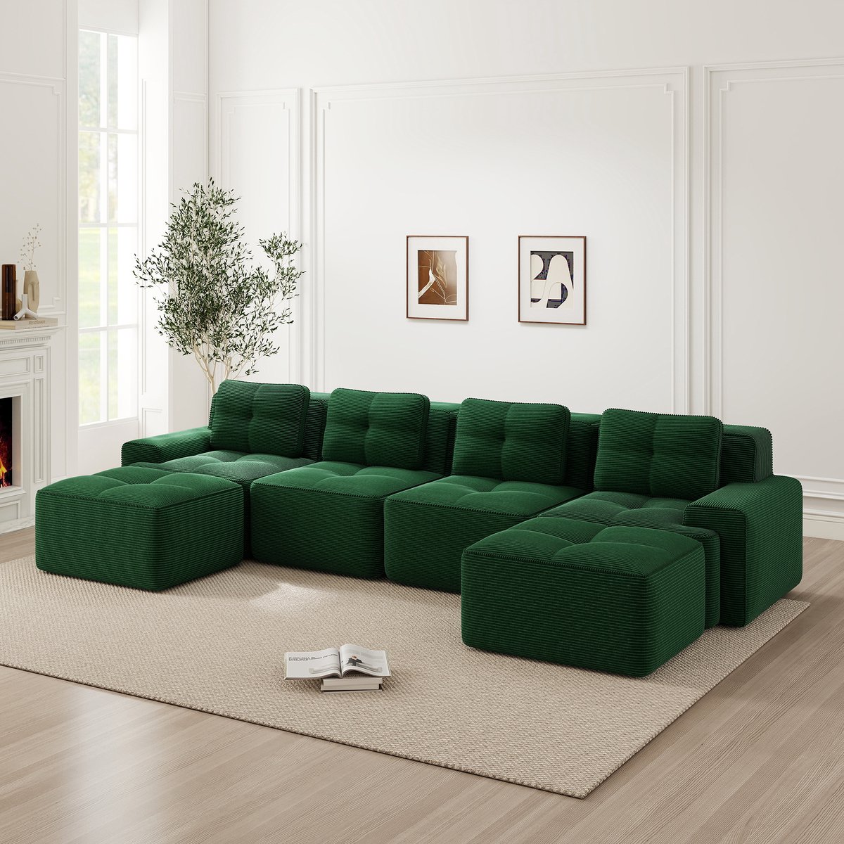 Wishdor - Modulaire Bank - Diepe Zitting En Antislip Ontwerp - Minimalistische Stijl - Voo