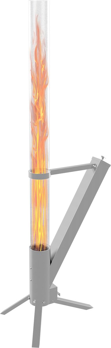 Pellet Terras Heater Roestvrij Staal Vuurkolom - Pelletfakkel met Reinigingsborstel & Asverzamelbox - Rookvrije Pelletkachel met hittebestendig glas - Voor tuin, terras en camping - Zilver - NAIZY