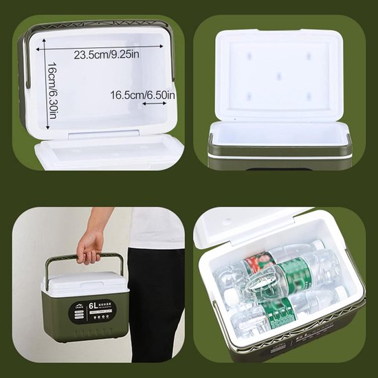 Compacte IJsbox - Draagbare Koeler - Outdoor Avonturen - Meerlaagse Isolatie - 5.4 QT Capaciteit - Legergroen — afbeelding 3