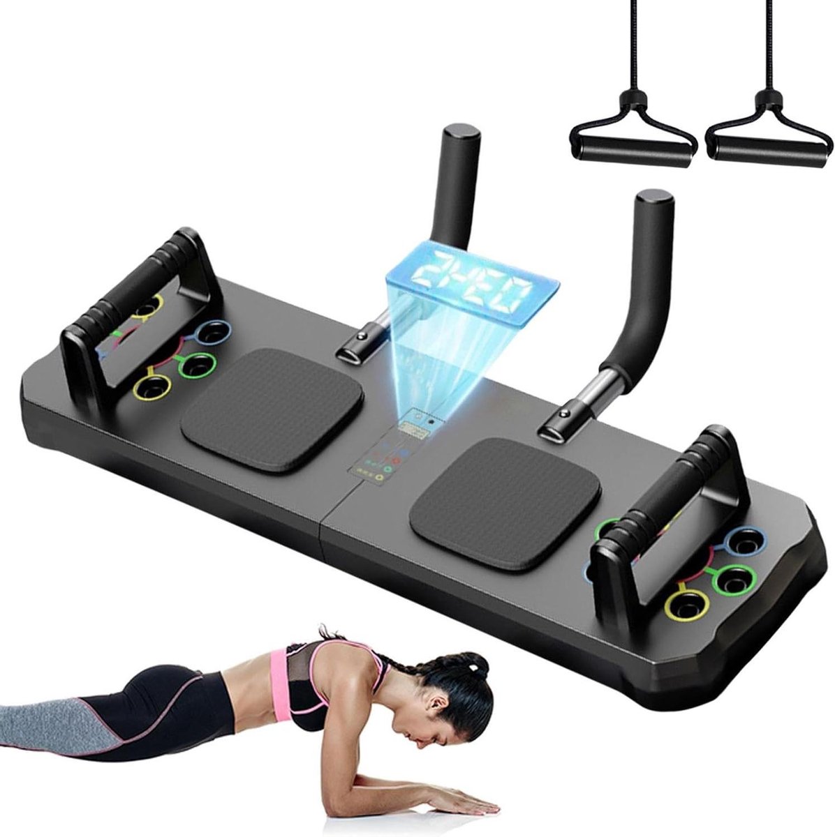 Opdrukboard - Fitnessboard Krachttraining - Full Body Workout - Verstelbare Breedte - 59 cm - Zwart