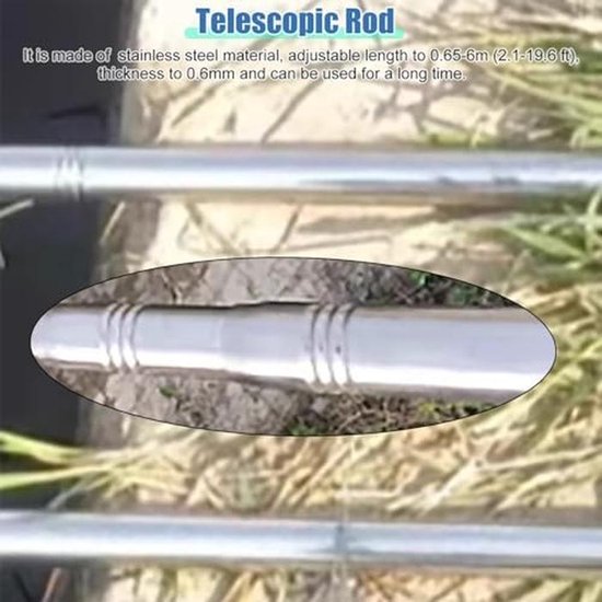Waterbemonsteringsstaaf - Waterzuiger Vijver - Waterkwaliteit Testen - Telescopisch Bereik - 0.65-6 m - Zilver — afbeelding 3