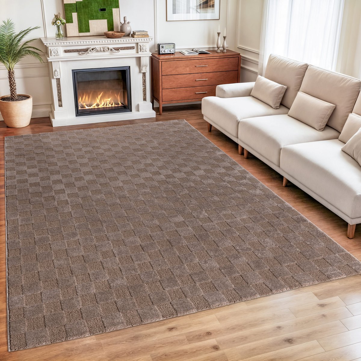 Muratap Vivant Chesterfield - Vloerkleed Laagpolig Effen - Taupe- 240x340 CM