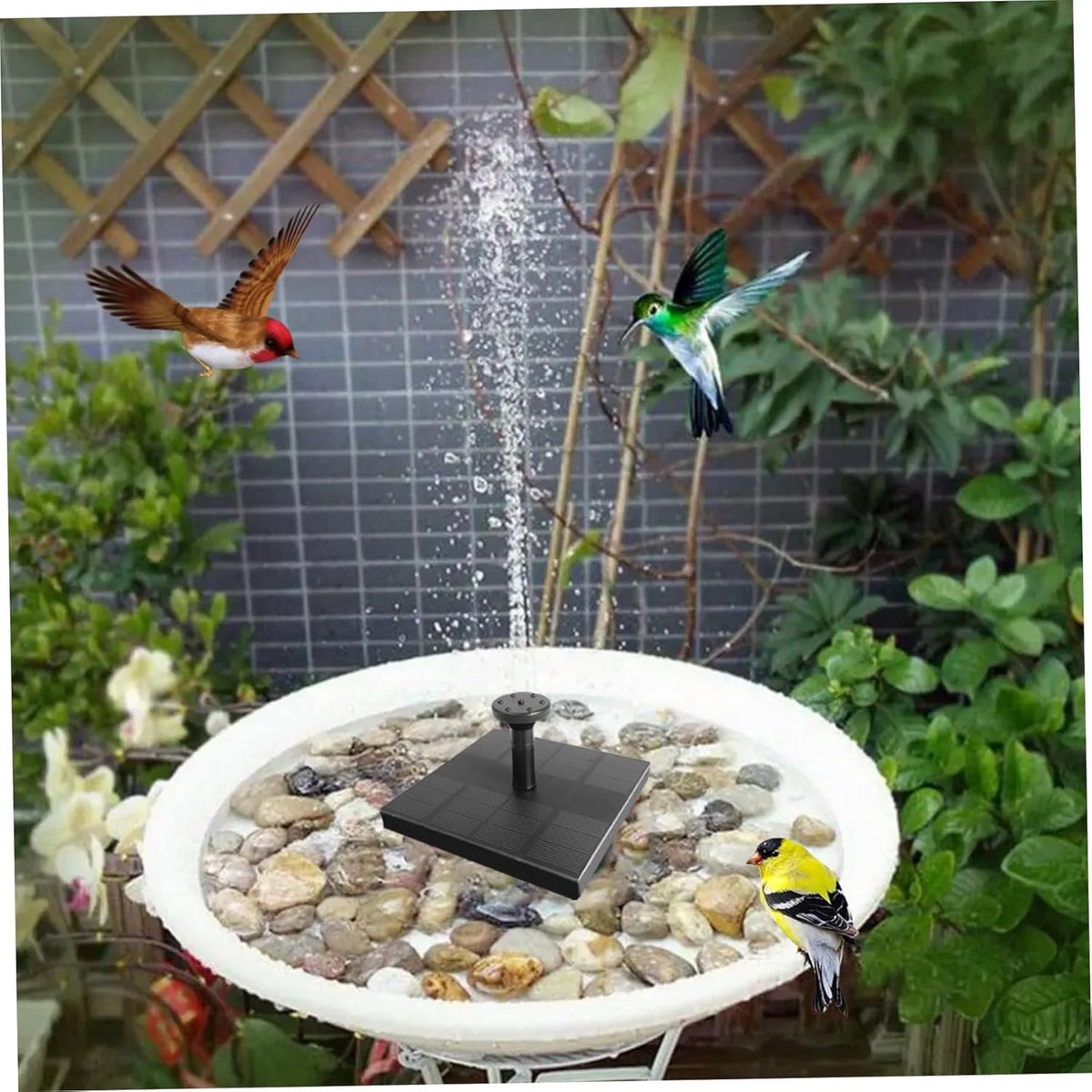 Zonnefontein - Solar Fonteinpomp voor Vogelbad en Vijver - 1.4W Fontein op Zonne-energie met - Automatische Waterpomp voor Tuin en Terras thumbnail 3