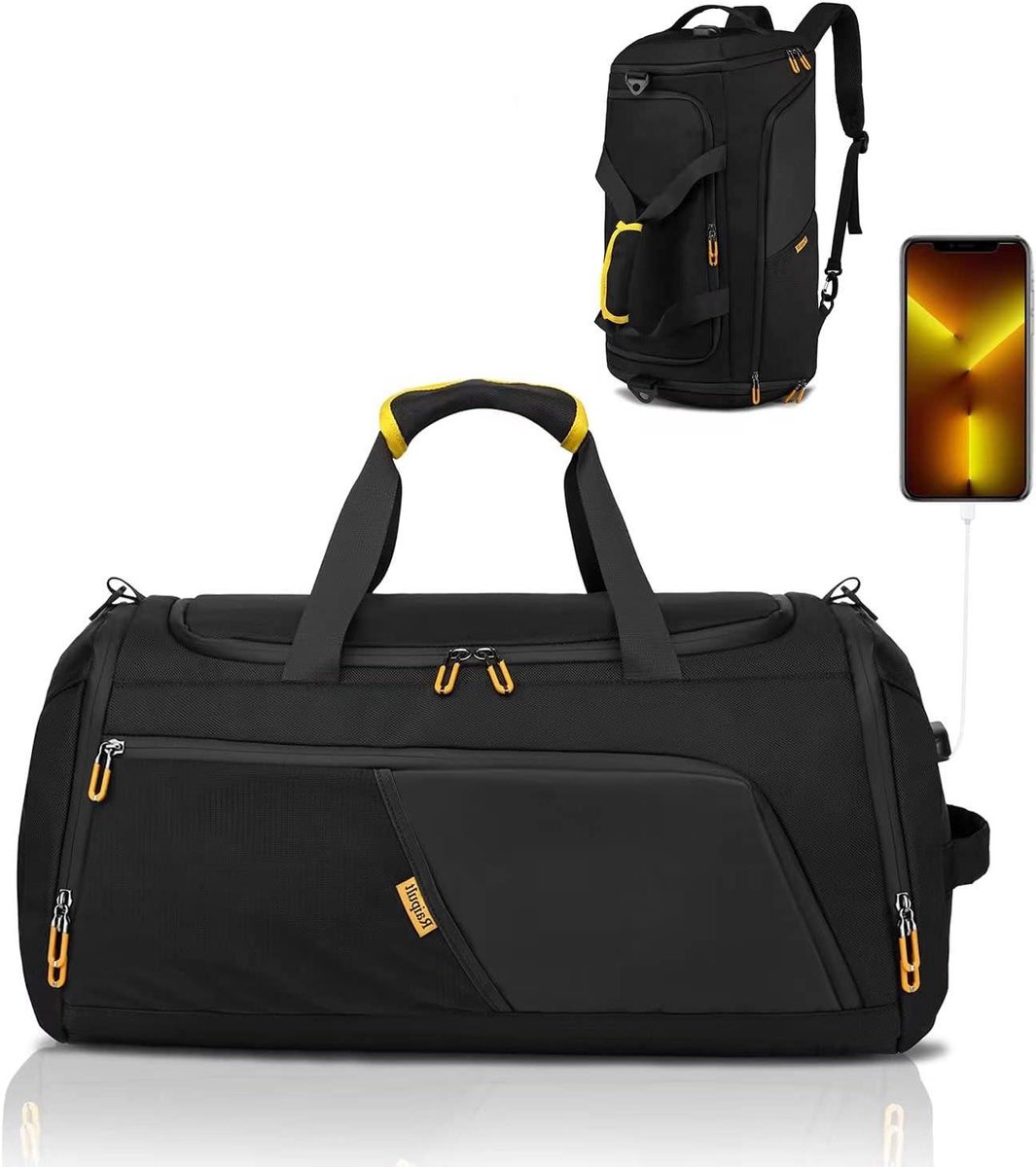 Sport Plunjezak - Gymtas Weekendtas - Sporten Reizen - 3-weg Draagopties - 50L - Zwart