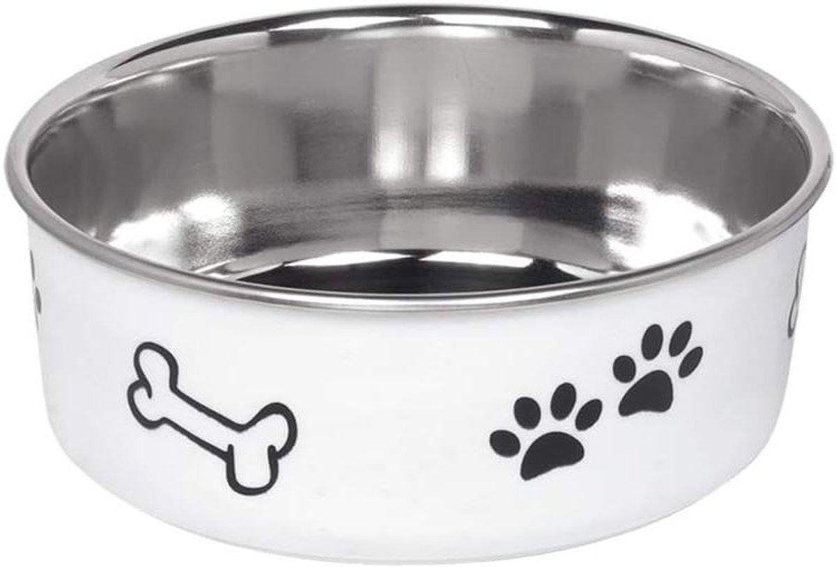 Honden Voerbak - Voerbak Hond - Voeding Verstrekken - Antislip Rubberen Ring - 16 cm - Wit