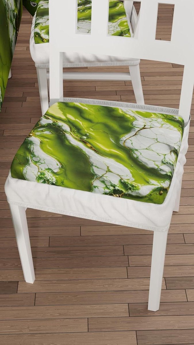 Stoelkussens Set 6 - Zitting Kussens - Comfortabel Zitten - Marmer Effect Design - 40x40 cm - Groen