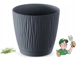 Bloempot Rond - Pot Antraciet - Planten Binnen - Industriële Stijl - 10.8 x 10.2 cm - Antracietgrijs