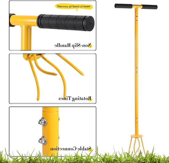 Tuinklauw met steel - klein formaat - hoogte 99 cm - klauwgrootte 13,5 cm - verticuteermachine - onkruidverwijderaar - bodem losmaken - tuinonderhoud van Merkloos	 — afbeelding 4