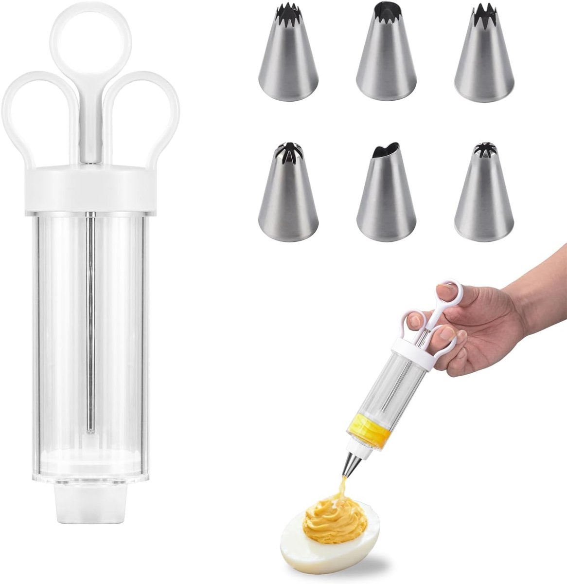 Gevulde Eitjes Spuit - Injector met Doseerspuit - Voor Perfecte Eitjes - Wit