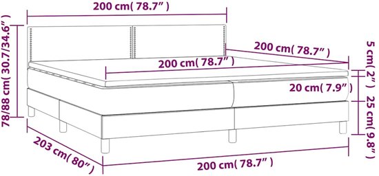 vidaXL - Boxspring - met - matras - en - LED - fluweel - zwart - 200x200 - cm
