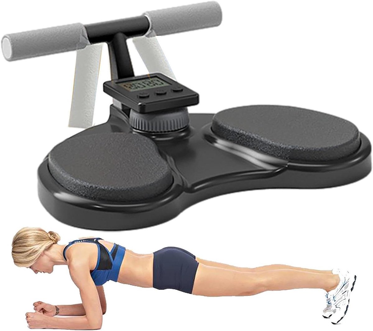 Abs Plank Trainer - Core Trainer - Buikspieren Trainen - Geïntegreerde Timer - 41 cm x 32 cm - Zwart