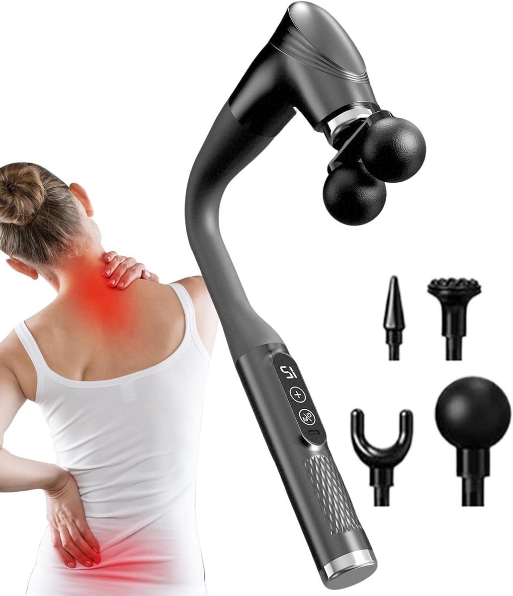 Elektrische Rugmassager - Spierverlichter Massagehulpmiddel - Spanning Verlichten - Gebogen Dubbele Kop - 363 x 64 x 271 cm - Wit