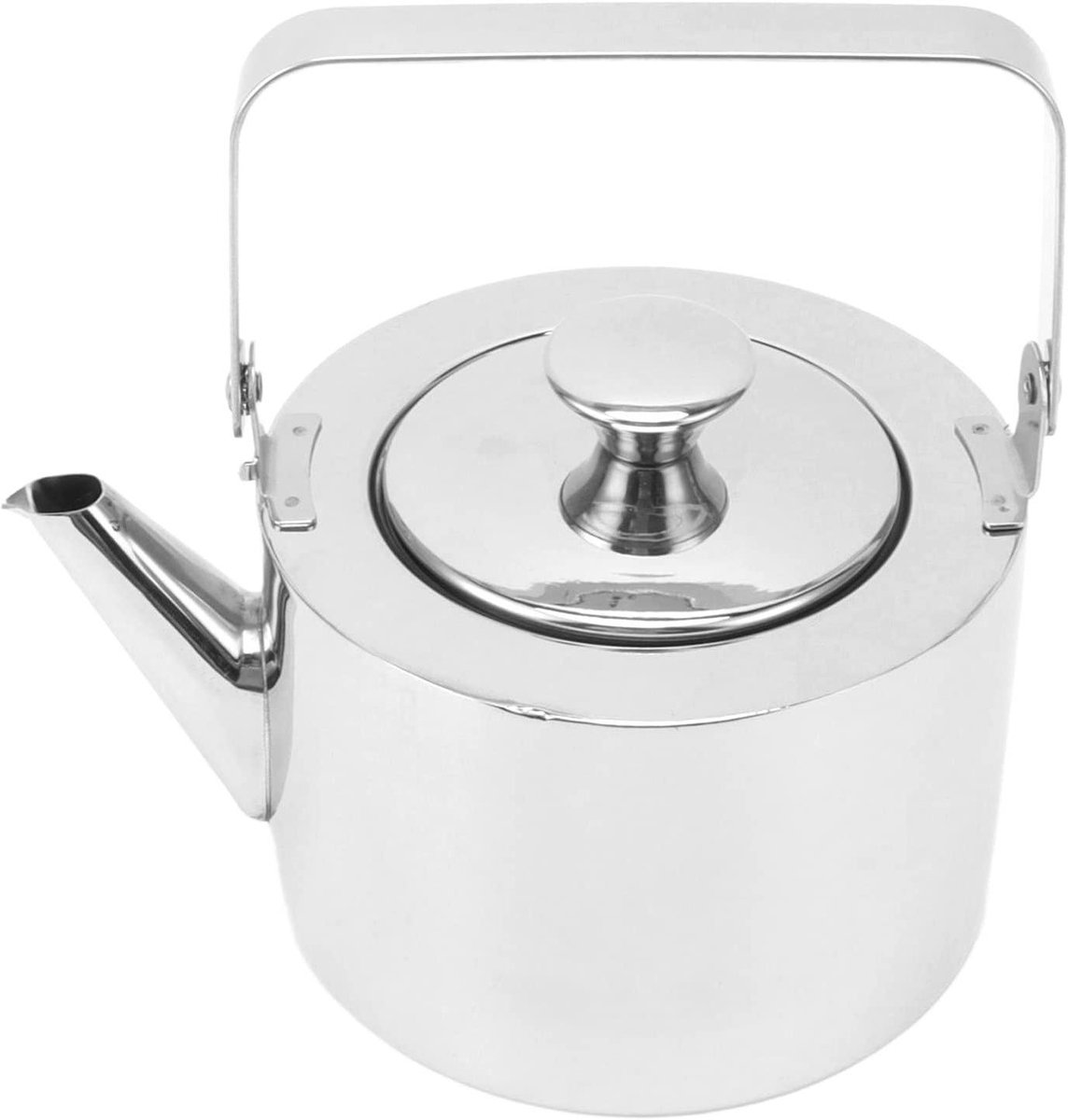 Metalen Theeketel - Waterkoker RVS - Thee Zetten - Hittebestendig Handvat - 1L - Zilver