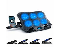Azorix Laptop Cooler met 6 krachtige Ventilatoren - Verstelbaar - Tot 17 inch - Laptop Koeler - Cooling pad - Laptop Standaard
