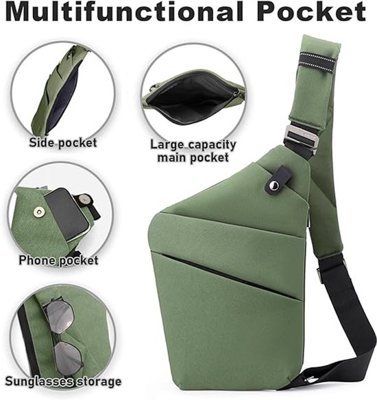 Anti-Diefstal Crossbody Tas – Grote Capaciteit Reistas – Lichtgewicht Borsttas voor Reizen, Sport & Dagelijks Gebruik – Schoudertas Unisex