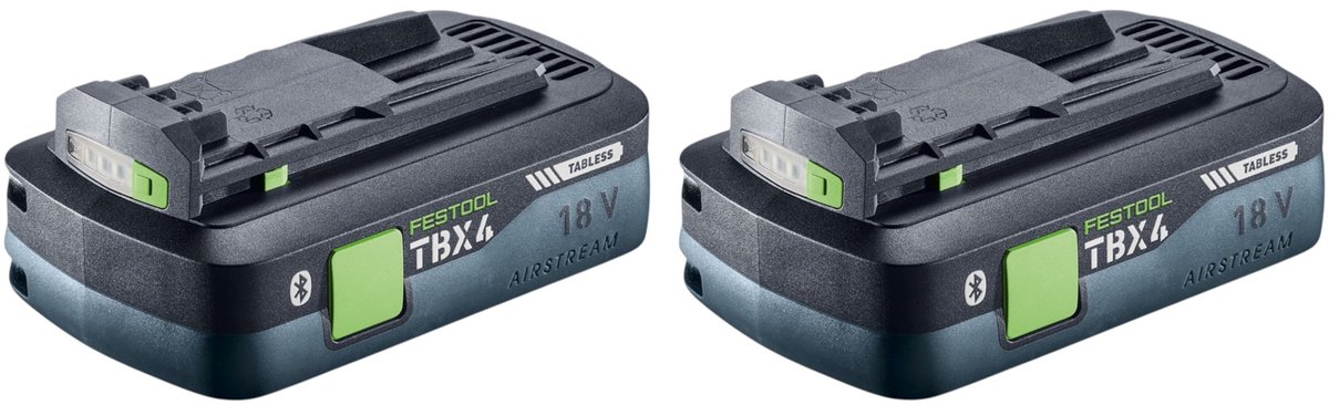 Festool accuset 2x BP 18 TBX 4 C-ASI Tabless accupack 18 V 4,0 Ah Li-Ion (2x 578745) Bluetooth met laadstatusindicator