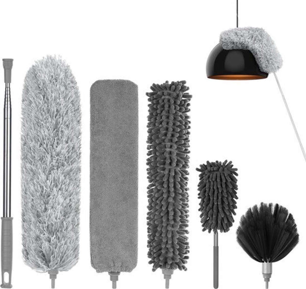 Chenille Duster Stofzuiger spinnenweb Duster - 8 stuks microvezelstof Veerstofdoek - herbruikbaar buigbaar wasbaar lichtgewicht - lange steel stofdoek voor reinigen dak .