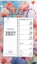 MGPcards - Omlegweekkalender 2027 - Week begint op maandag - 21 x 34 cm - Aquarel Bloemen - Roze