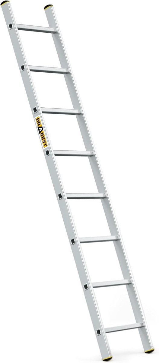 Enkele Ladder - Werkladder - Klusjes Binnen - Lichtgewicht Aluminium - 8 Treden - Zilver