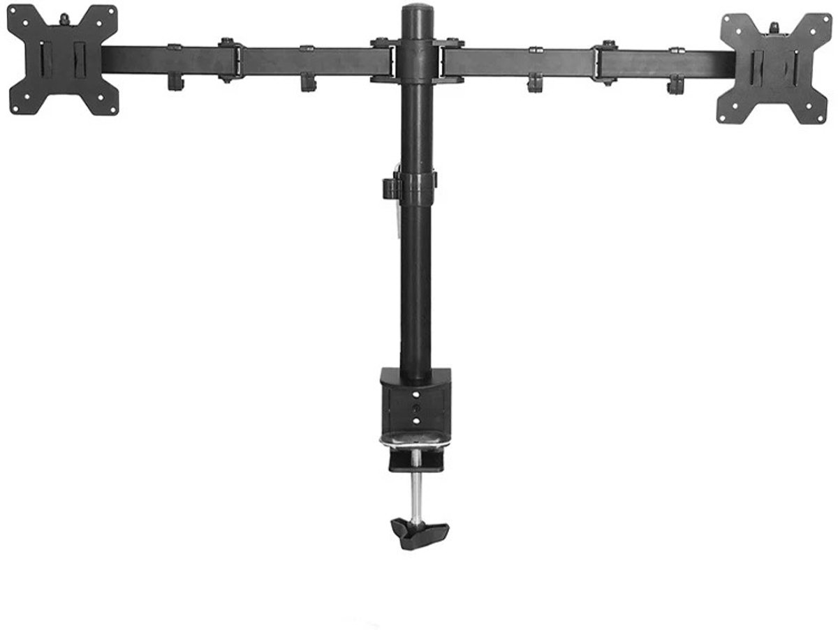 Venzor - Dubbele Monitorarm – 360° Draaibaar & In Hoogte Verstelbaar – Universele Bureau Steun voor 14–28 inch Schermen – Stabiele Dual Monitor Beugel – Zwart