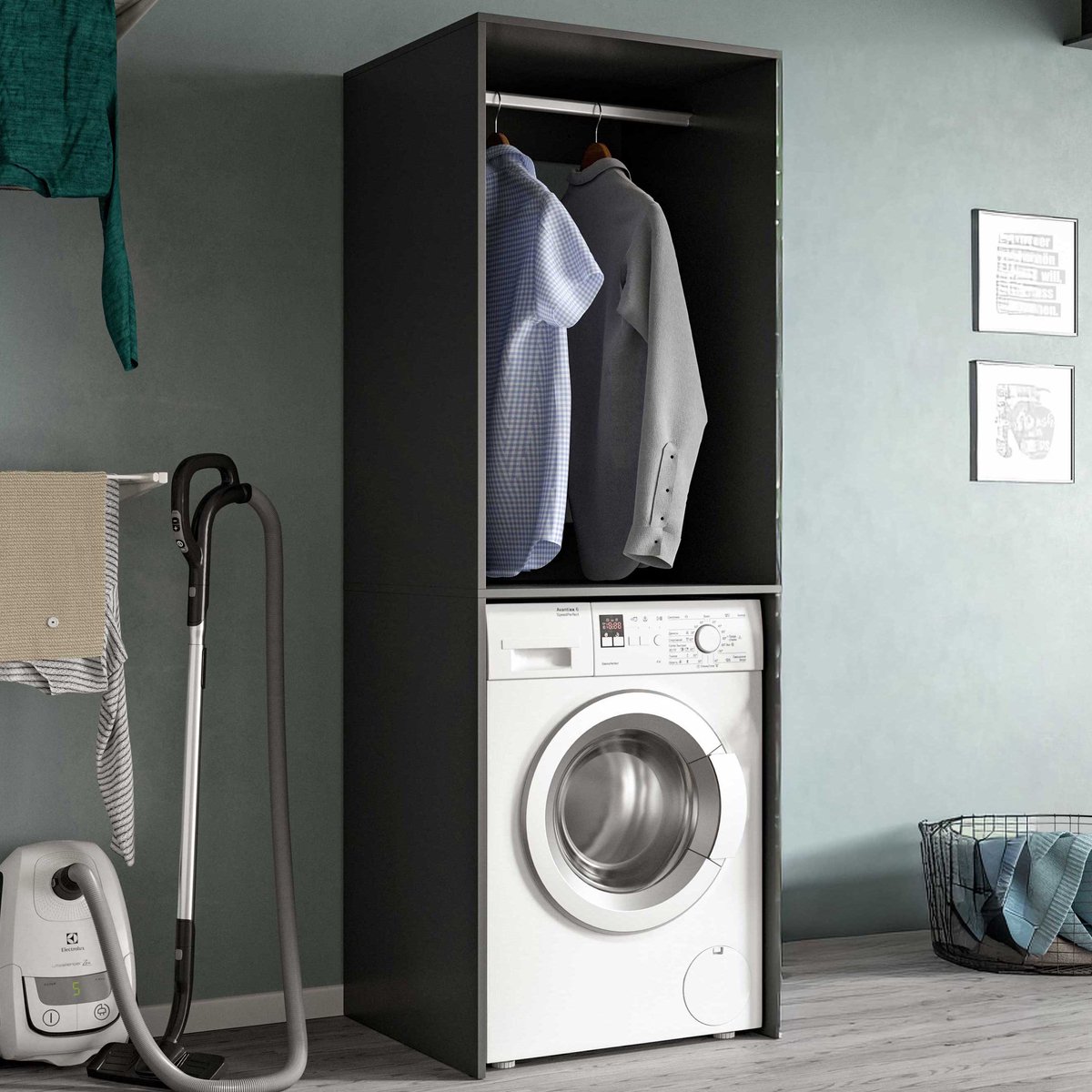 xonox.home Free wasmachinekast (B/H/D: 66x195x60 cm) in antraciet imitatie