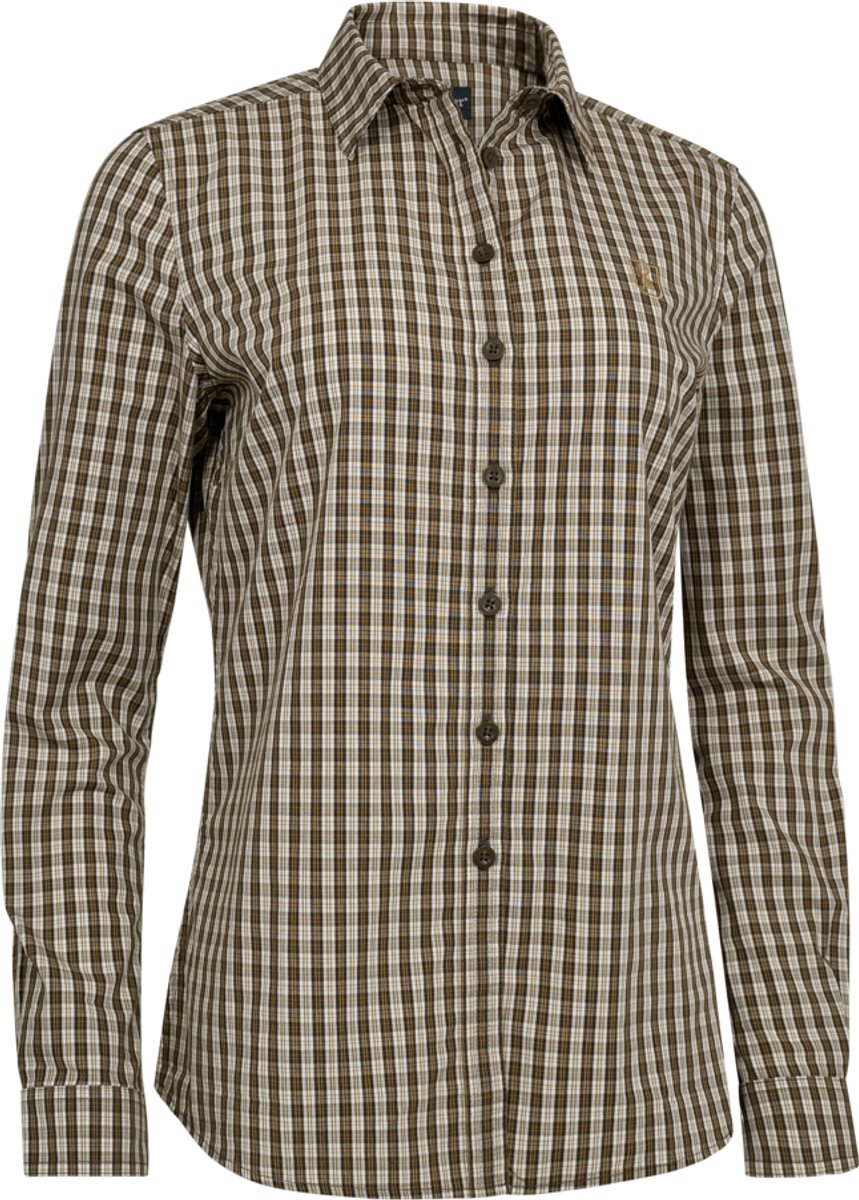 Deerhunter Lady Bridget Blouse Scandinavische blouse Dames blouse Ruiten blouse Outdoor blouse Lange mouwen blouse Dames blouse Cypress