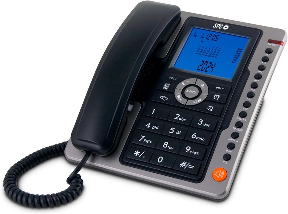 Vaste Telefoon - Tafeltelefoon Kantoor - Thuisgebruik Kantoor - Groot Verlicht Display - 7 Geheugenplaatsen - Zwart