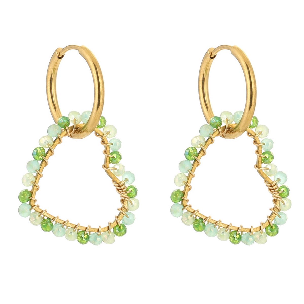 Michelle Bijou Oorbellen Handmade Love goud mint