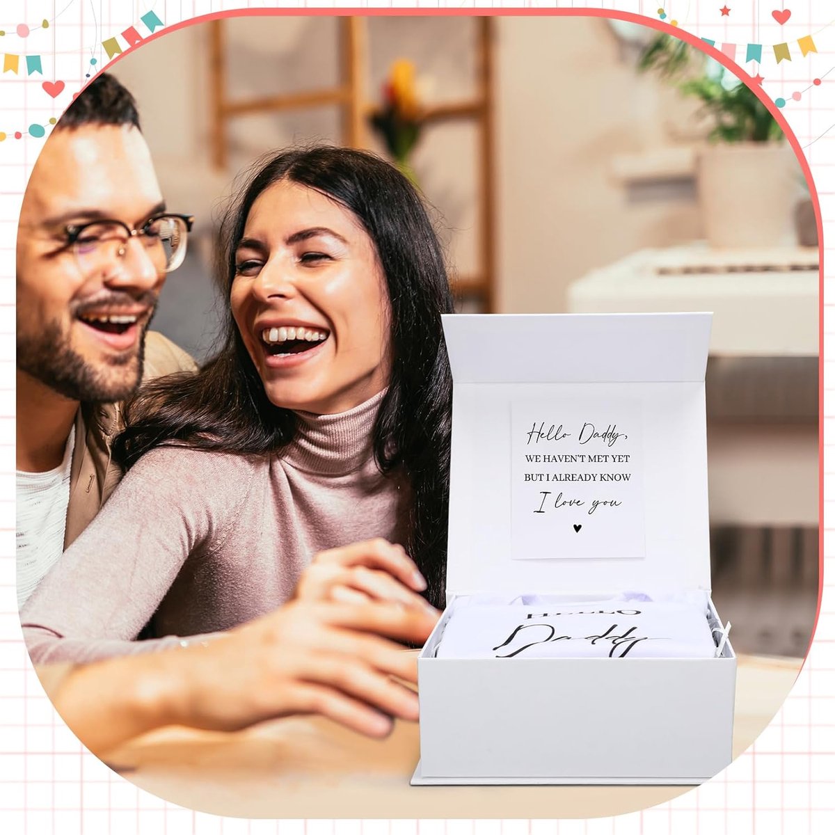 Aankondigingsset Baby - Zwangerschapscadeau Vader - Verras Aankondiging - Compleet Cadeau - 4 Delig - Wit