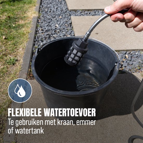 BluMill Hogedrukreiniger op Accu - Draadloze Hogedrukspuit - 6 in 1 Spuitkop - 5 m Waterslang - Voor Auto, Tuin en Camping van BluMill — afbeelding 5