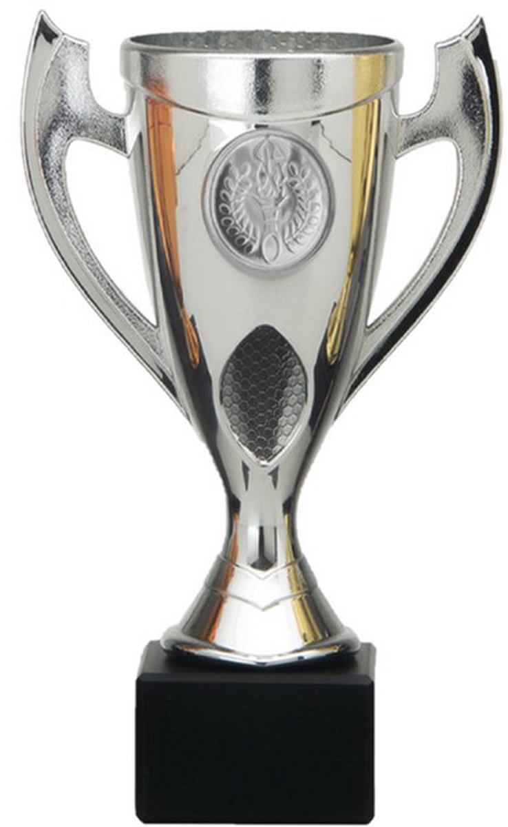 Sporttiek - Trofee-beker - Zilver - kunststof - 18 x 9 cm - sportprijs-