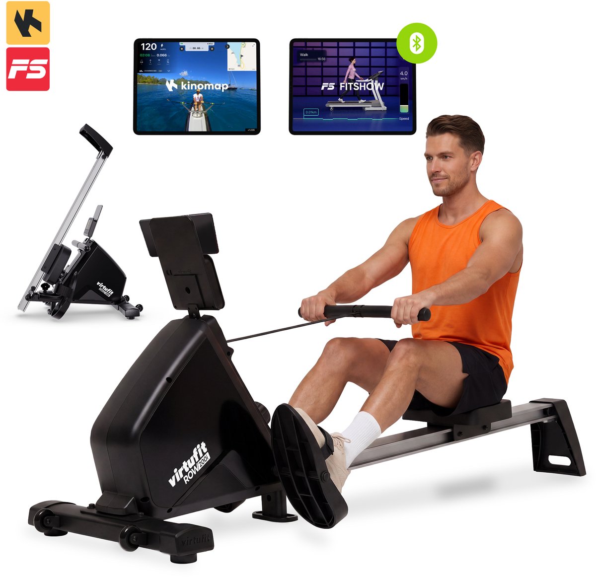 Bol.com VirtuFit ROW200i Roeimachine - Inklapbaar - 10 weerstandniveaus - Geruisloos - Kinomap & FitShow - LCD Display met Table... aanbieding