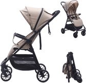 Bebies First Buggy MIO - Lichtgewicht Opvouwbare buggy- Verstelbare Rugleuning - Zwenkwielen, Zonnekap & Boodschappenmand - Geschikt vanaf Geboorte tot 22 kg - Beige