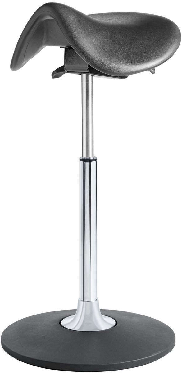 Solid - Ergonomische Zadelkruk - Antraciet - Gepolijst Aluminium Voetplaat