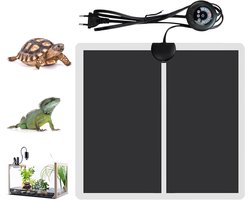 Verwarmingsmat Terrarium - Warmtemat Reptielen - Optimale Bodemwarmte - Met Thermostaat - 28 x 28 cm - Zwart