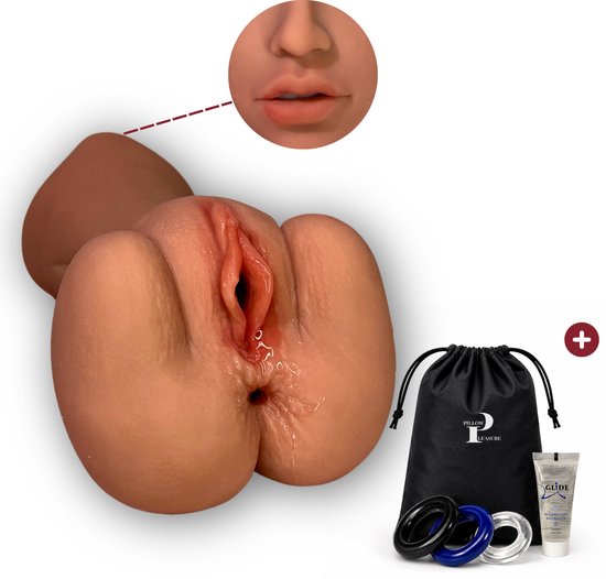 Pillow Pleasure® Olivia - 3-in-1 Pocket Pussy Basisbundel - Realistische Masturbator met Vagina, Mond & Anus - Inclusief Glijmiddel & Accessoires - Sexpop - Zelf aftrekken - Kunstvagina