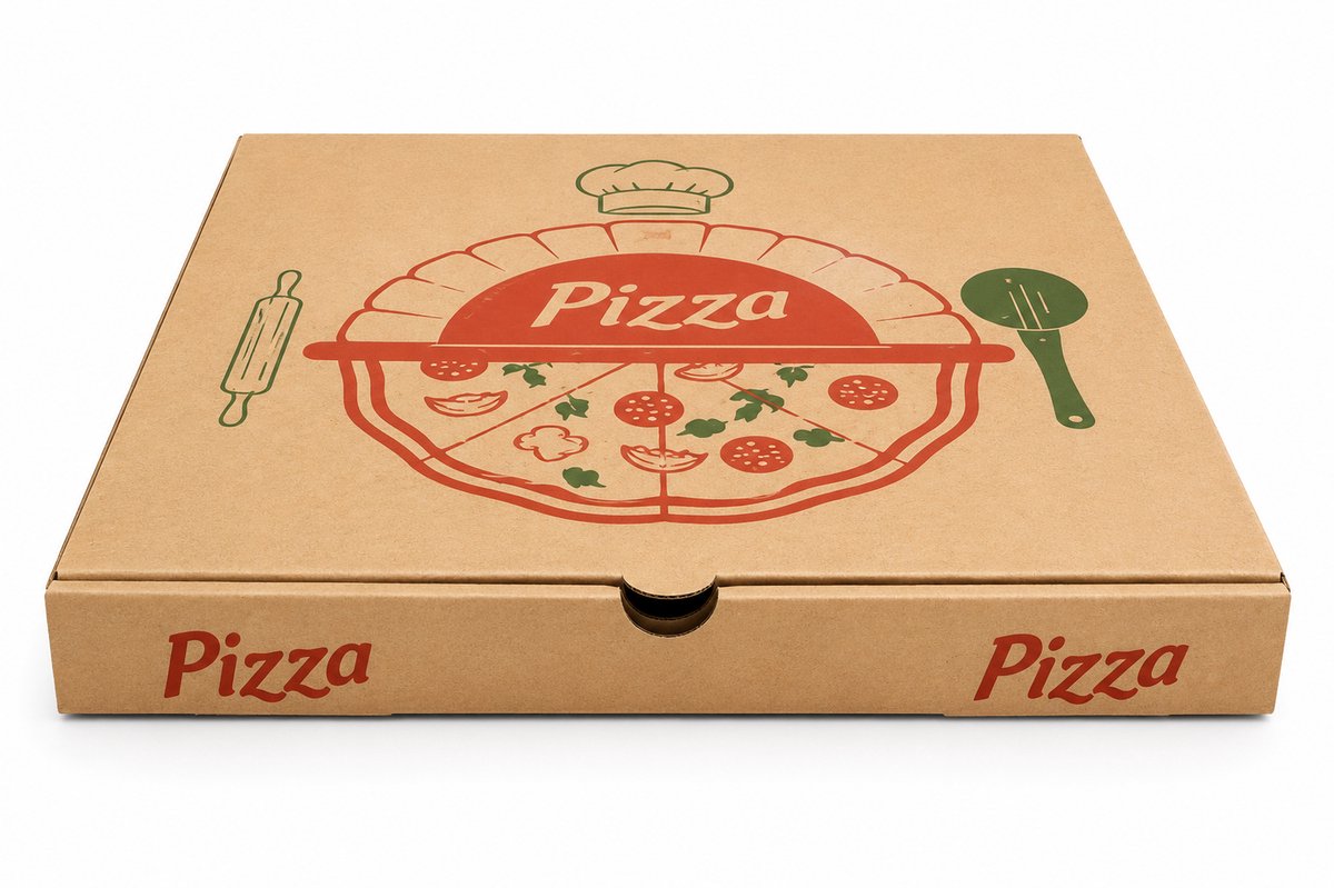 Pizzadoos - 100 stuks - kraft - 32x32x3cm - pizzadozen - milieuvriendelijk