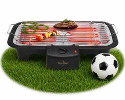 Swiss Haus® TBQ23 Elektrische Barbecue - 38 x 22 cm - 2000W – Tafel BBQ – Regelbare Thermostaat – Vaatwasbestendig Rooster – Anti-Roest Grill – Zwart