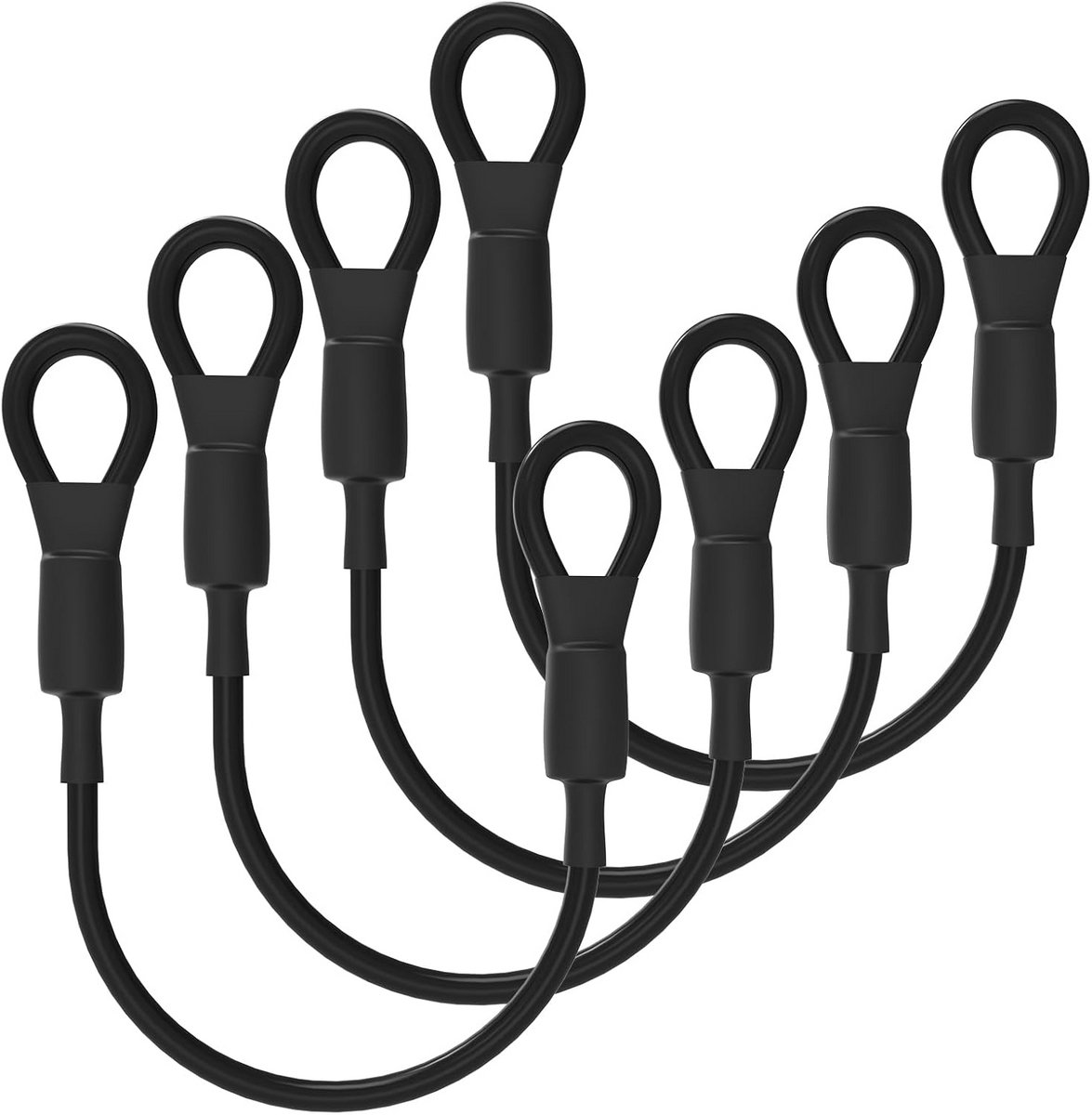 Kabel Gevlochten Staal - Veiligheid Touw - Buiten Transport - PVC Gecoat - 4 Stuks 30 Inch - Zwart