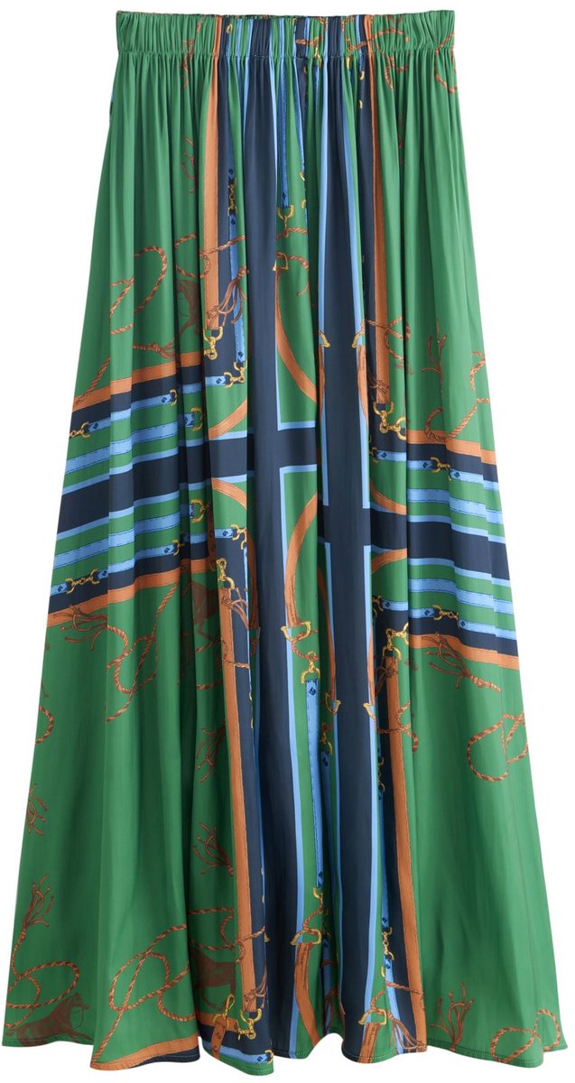Next - Dames - Satijnen geplooide maxirok - Blauw