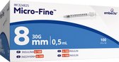 Microfine Insulinespuit 0,5ml U100 + naald 0,30mm (30G) x 8mm