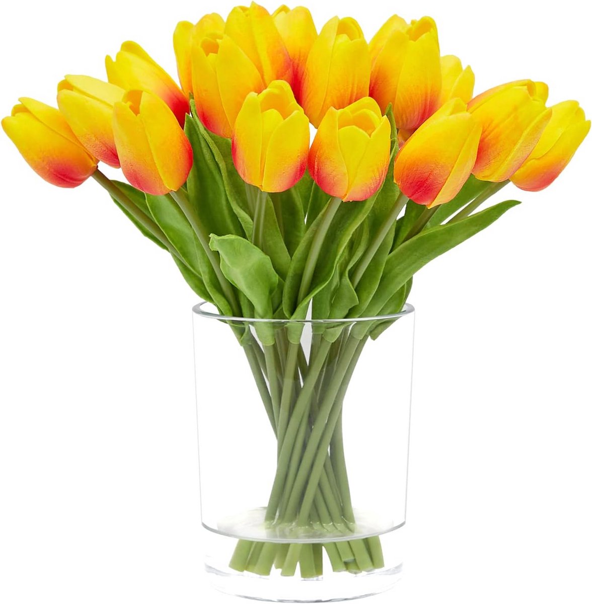 Kunstbloemen Tulpen - Nep Bloemen - Woonkamer Decoratie - Echt Gevoel - 25 cm Hoog - Oranje