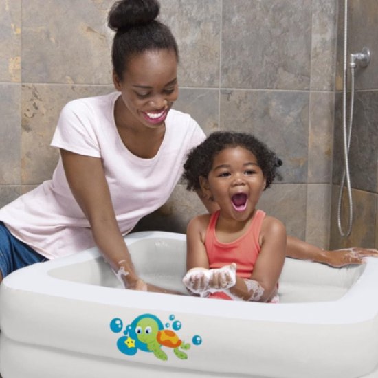 Opblaasbare baby bad bad voor thuis en reizen,Kleur: Wit — afbeelding 3