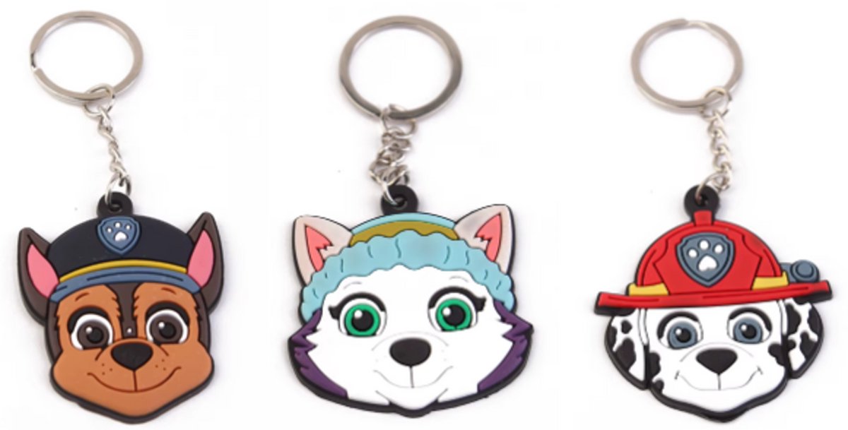 Pradeo - Alternatieve Sleutelhanger Van Paw Patrol - 3-PACK - Paw Patrol - Hard Siliconen - Cadeau Voor Volwassenen en Kinderen - Geschenk Voor Verjaardagen en Feestdagen - Key Chain