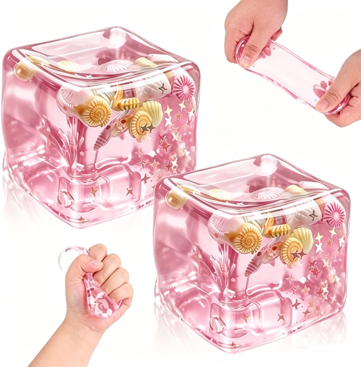 Slow Rising Squishy kubus - 2 stuks - Fidget Squishy - Zachte Stressverlichtend Speelgoed - Anti Stress Speelgoed - Knijp Speelgoed - Langzame Squishy - Fidget Toys - Stress Relief Speelgoed - Angstverlichting - Roze