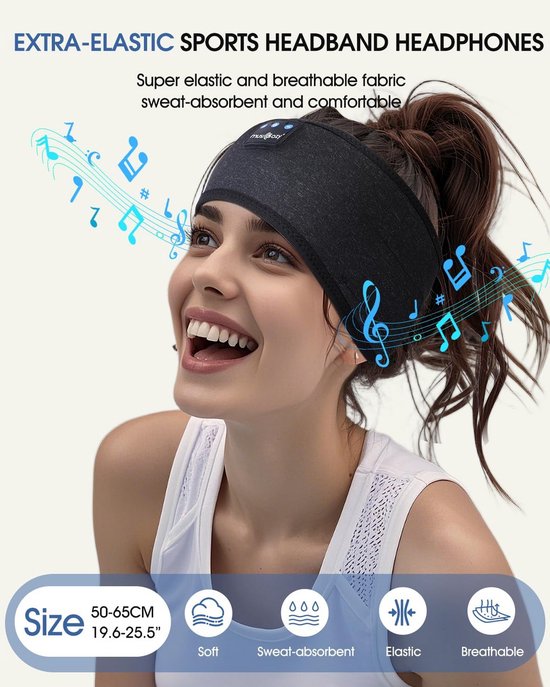 Slaap Koptelefoon - Bluetooth Hoofdband - Comfortabel Slapen - Platte Speakers - 14 Uur Speeltijd - Zwart — afbeelding 5