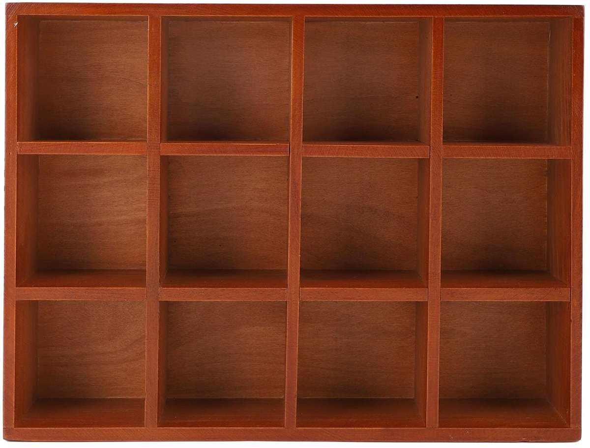Dailygoods- Trinket Plank Vintage - Wandmontage - 12 Compartimenten - Stevige Houder - Display Plank - Elegante Afwerking - Wandplank