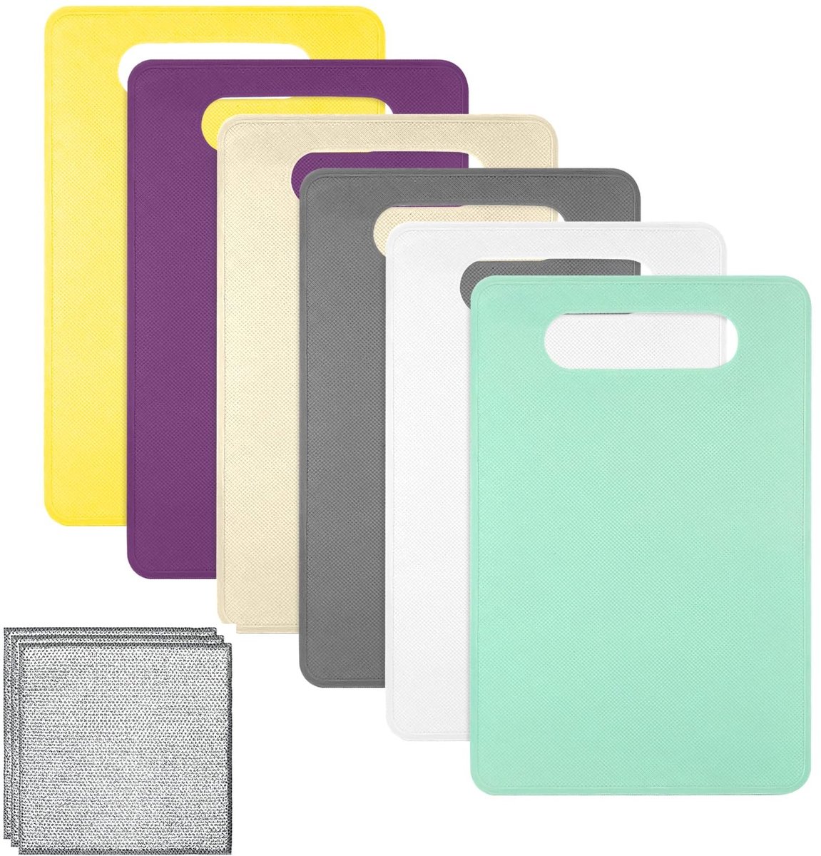 Dailygoods- Snijplankenset 6 Stuks Antibacterieel - Kunststof - Antislip - BPA-vrij - Vaatwasmachinebestendig - 29 x 19 cm - Ruimtebesparend - Keukenplanken
