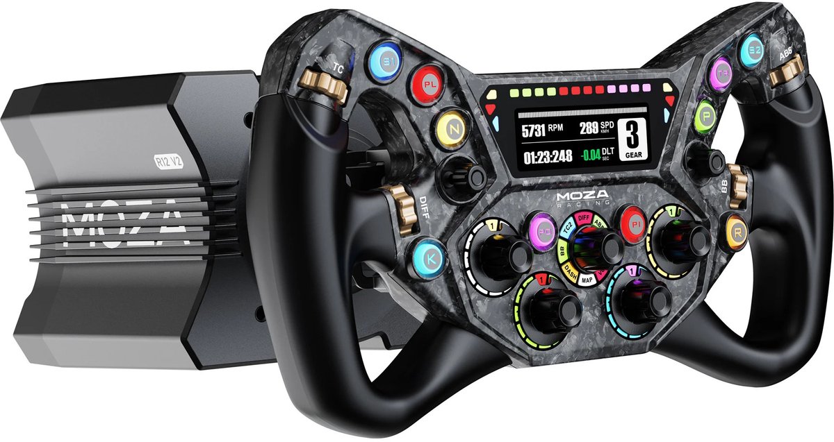 MOZA R12 V2 Wheel Base + KS Pro Steering Wheel - 12 Nm Direct Drive Sim Racing Bundle voor PC