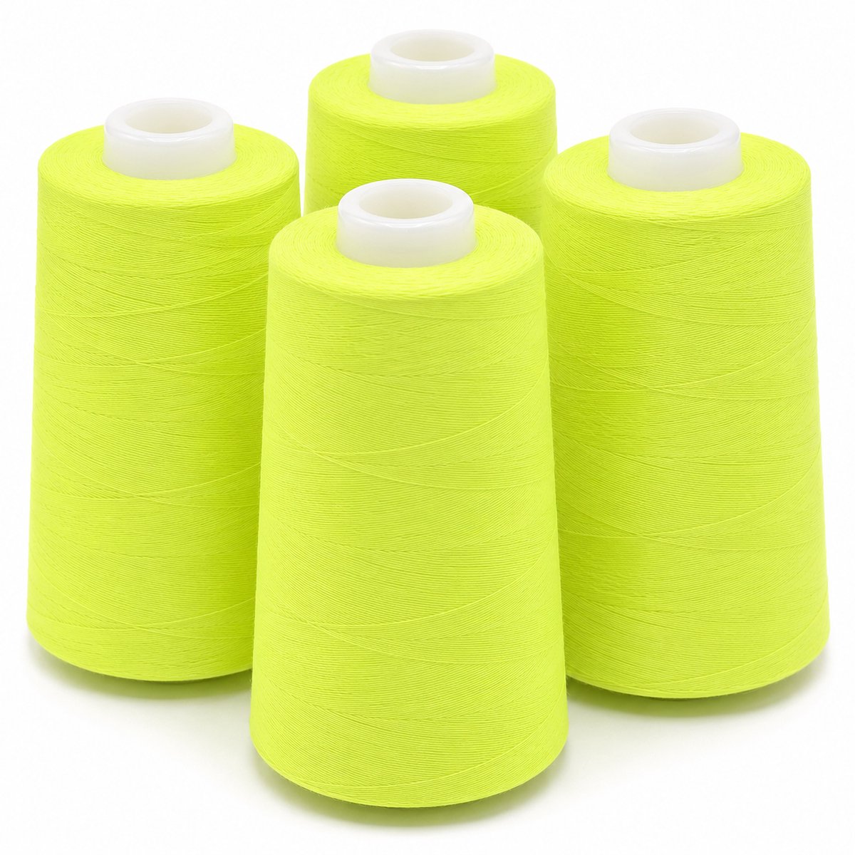 Polyester Overlockgaren – 4 Cones × 2700 m – Totaal 10.800 m – Fluogeel 1745